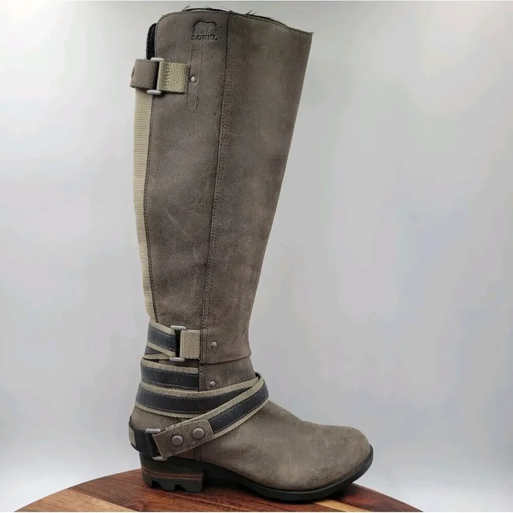 Sorel Lolla Tall Riding Boots - Quarry Gray Nubuck Leather - Size 9.5